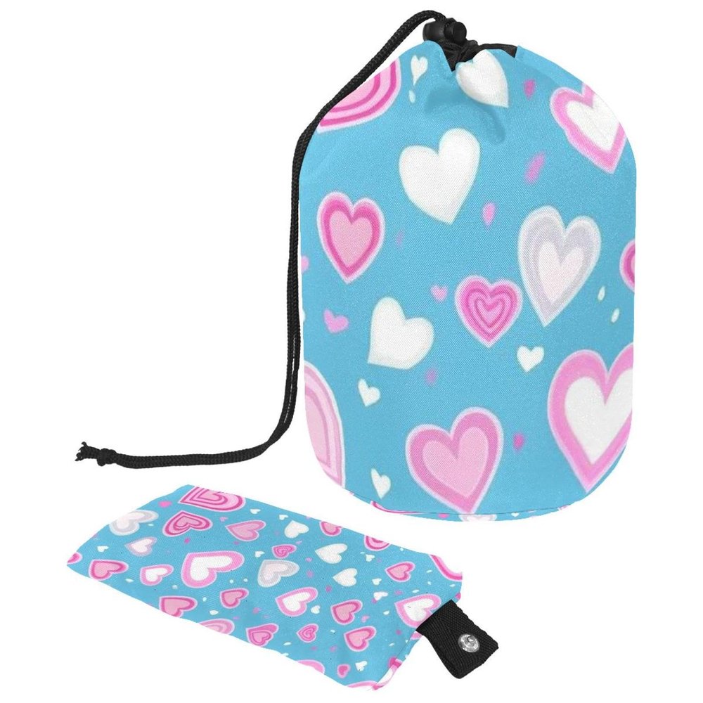 2PCS Love Pattern-213 Travel Cosmetic Bag Makeup Organizer Bag Bathroom Cases Toiletry Bag with Drawstring (Cylindrical bag and small bag)