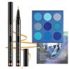 docolor Gold Eyeliner Waterproof Eye liner Longwearing with Ultra-Fine Tip and Blue Eyeshadow Palette 9 Colors Gemstone Shadow Palette Highly Pigmented Mattes Shimmers Colourful Makeup Palette view 1