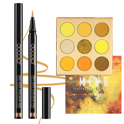 docolor Gold Eyeliner & Yellow Eyeshadow Palette 9 Colors: Waterproof, Longwearing, Highly Pigmented Mattes & Shimmers
