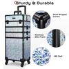 BYOOTIQUE Makeup Cart on Wheels 3-Piece Lockable Esthetician Rolling Case Cosmetology Organizer Kit Hair Tool Travel Bag for Lash Artist Nail Slon Beauty Studio Hairstylist Manicurist,Mermaid Silver view 3