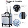 BYOOTIQUE Makeup Cart on Wheels 3-Piece Lockable Esthetician Rolling Case Cosmetology Organizer Kit Hair Tool Travel Bag for Lash Artist Nail Slon Beauty Studio Hairstylist Manicurist,Mermaid Silver view 4
