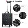 BYOOTIQUE Rolling Makeup Train Case on Wheels 3-Piece Lockable Cosmetology Organizer Kit Hair Tool Travel Bag for Lash Artist Nail Slon Beauty Studio Hairstylist Manicurist,Mermaid Black view 3