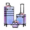 BYOOTIQUE Rolling Makeup Case on Wheels 3-Piece Lockable Cosmetology Organizer Kit Hair Tool Travel Bag for Lash Artist Nail Slon Beauty Studio Hairstylist Esthetician,Mermaid Purple view 1