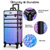 BYOOTIQUE Rolling Makeup Case on Wheels 3-Piece Lockable Cosmetology Organizer Kit Hair Tool Travel Bag for Lash Artist Nail Slon Beauty Studio Hairstylist Esthetician,Mermaid Purple view 3