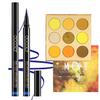 docolor Blue Eyeliner Waterproof Eye liner Longwearing with Ultra-Fine Tip and Yellow Eyeshadow Palette 9 Colors Gemstone Shadow Palette Highly Pigmented Mattes Shimmers Colourful Makeup Palette view 1