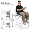 Athena Collection 44.5" Tall Directors Chair, Folding Makeup Artist Chair with Side Table Cup Holder Pocket Footrest, Outdoor Portable High Chair Barber Chair Supports 250LBS, Green view 2