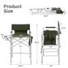Athena Collection 44.5" Tall Directors Chair, Folding Makeup Artist Chair with Side Table Cup Holder Pocket Footrest, Outdoor Portable High Chair Barber Chair Supports 250LBS, Green view 3