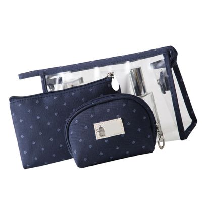 3 Pieces Makeup Bag Multifunctional Portable Clear PVC Travel Cosmetic Toiletry Organizer Bag for Women and Girls, Navy 4