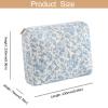 HHQQWZ Makeup Bag Travel Cosmetic Bag for Women Girls, Zipper Make Up Pouch, Floral Flowers Toiletry Organizer Makeup, Portable Storage Cosmetic Travel Cloth Bag (L/Blue Floral) view 4