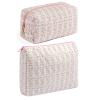 HHQQWZ Makeup Bag Travel Cosmetic Bag for Women Girls, Zipper Make Up Pouch, Floral Flowers Toiletry Organizer Makeup, Portable Storage Cosmetic Travel Cloth Bag (2 Pack (L+S)/Pink Floral) view 1