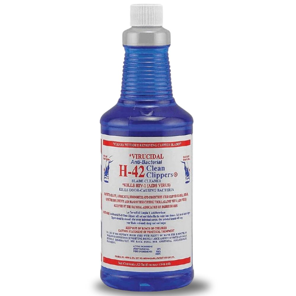 Skin Revolution H-42 Clipper Blade Cleaner Waterless Clipper Cleaner for Barbers, Anti-Rust Formula for Clippers and Trimmers, Cleans and Cools Blades (Bottle-32 Fl Oz (Pack of 1))