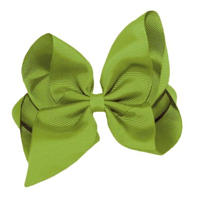 WEBB DIRECT2U Girls 6" Classic Style Large Boutique Grosgrain Hair Bow Alligator Clip Kiwi Green
