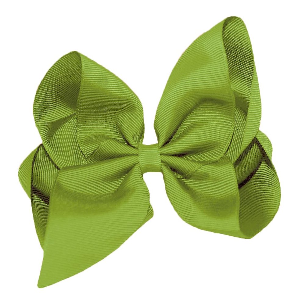 WEBB DIRECT2U Girls 6" Classic Style Large Boutique Grosgrain Hair Bow Alligator Clip Kiwi Green
