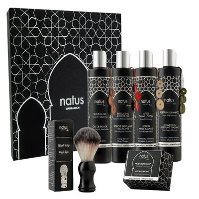 Mens Grooming Gift Set 100% Natural Moroccan Argan Oil Beard, Body, Hair & Face Vegan All Skin & Hair Types