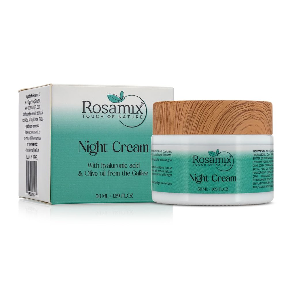 Rosamix Night Cream, Ultra-Hydrating Moisturizer for Face with Hyaluronic Acid & Olive Oil, Soothes Skin, 1.69FLOZ (50 ml)