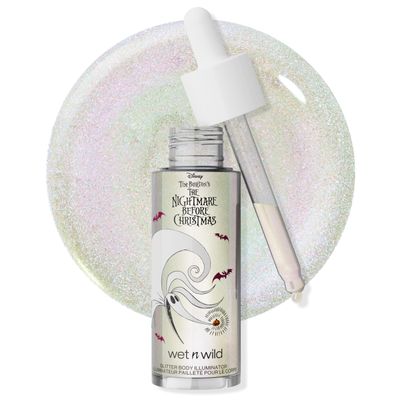 wet n wild Nightmare Before Christmas Glitter Body Illuminator, Water-Based Shimmer Glow with Vitamin E & Fruit Extracts  Light The Way