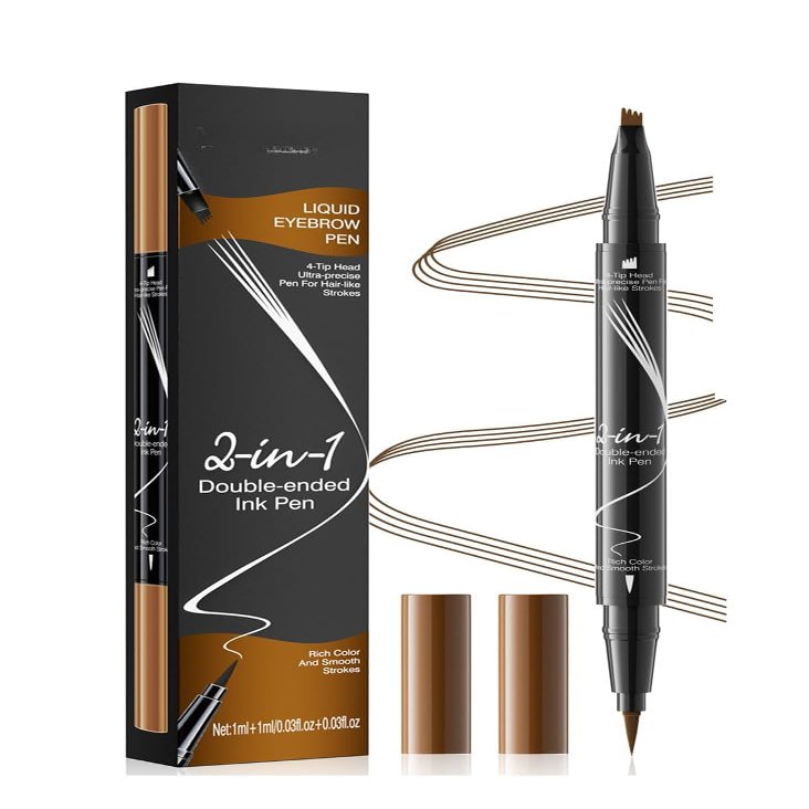2024 New Magically Eyebrow Pencil with 4 Tip Brow Pen and Ultra-Precise Brow Pencil, Waterproof Sweat-Proof Magically Eyebrow Pencil Microblading Eyebrow Pencil for Natural Makeup (Light Brwon)