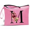Vavabox A-Z Personalized Makeup Bag, Birthday Gifts for Women Mom, Gifts for Best Friend, Bride Bridesmaid Cosmetic bag (M, Peach) view 1