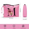 Vavabox A-Z Personalized Makeup Bag, Birthday Gifts for Women Mom, Gifts for Best Friend, Bride Bridesmaid Cosmetic bag (M, Peach) view 2