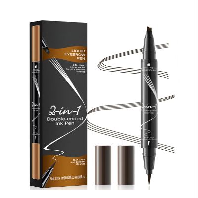 2024 New Magically Eyebrow Pencil with 4 Tip Brow Pen and Ultra-Precise Brow Pencil, Waterproof Sweat-Proof Magically Eyebrow Pencil Microblading Eyebrow Pencil for Natural Makeup (Dark Brown)