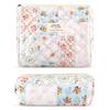 2Pcs Quilted Cotton Makeup Bag Large Travel Makeup Pouch Small Brush Holder Set for Women Cute Floral Coquette Makeup Bag Aesthetic Cosmetic Bag Flower Bee Toiletry Organizer Storage Bag Zipper Pouch view 1