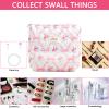 2Pcs Quilted Cotton Makeup Bag Large Travel Makeup Pouch Small Brush Holder Set for Women Cute Floral Coquette Makeup Bag Aesthetic Cosmetic Bag Pink Bow Toiletry Organizer Storage Bag Zipper Pouch view 3