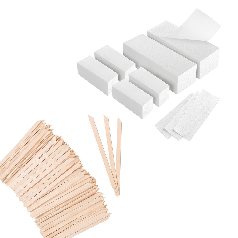 600-Count Non Woven Wax Strips and 1000pcs Wooden Small Wax Sticks