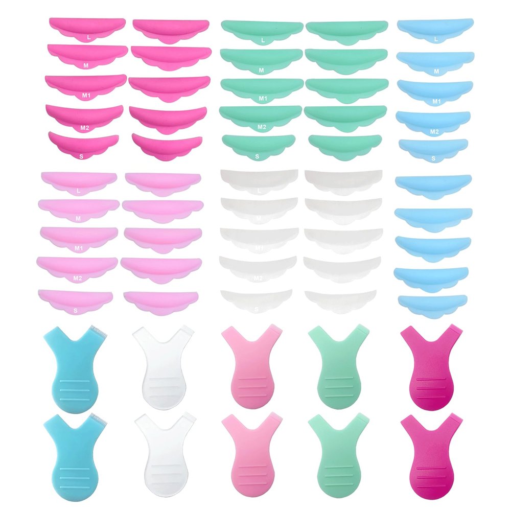 60PCS Lash Lift Rods, Silicone Eyelash Perming Curler Makeup Tools Eelash Lift Kit Silicone Eyelash Pads and Y Shape Eyelash Brush Reusable Lash Lifting Pads Lash Perm Kit Eyelash Curler Supplies