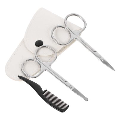 minkissy 8pcs Stainless Steel Beard Scissors Set for Men Professional Hair Trimming Scissors Pointed and Round Mustache and Nose Hair Trimmer Kit