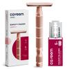 CAVEEM Rose Gold Double-Edge Safety Razor, Single-Blade Razors with 5 Stainless Steel Blades, Reusable Metal Razor for Men and Women view 1