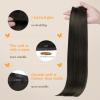 DOORES Mocha Brown Real Human Hair Extensions, 7pcs 120g 24 Inch, Clip in, Seamless, Natural Invisi Edge, Straight view 4