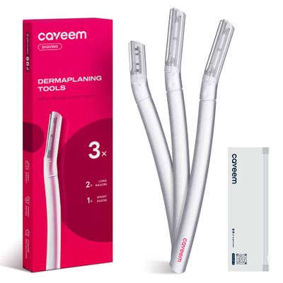 CAVEEM Dermaplane Razor for Women, Dermaplaning Tool - Face Razors for Women and Men, Eyebrow Trimmer and Facial Hair Removal Shaver, Gentle Exfoliation Blades Epilator for Men (3 Count)