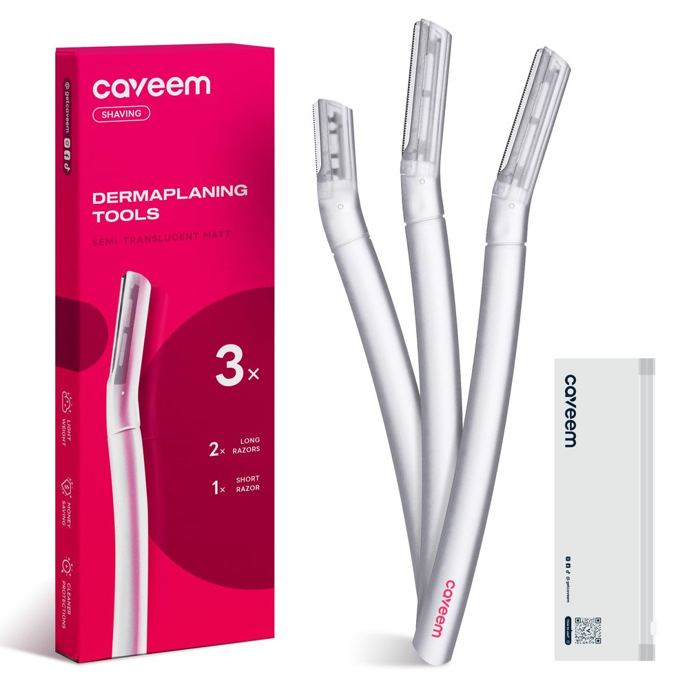 CAVEEM Dermaplane Razor for Women, Dermaplaning Tool - Face Razors for Women and Men, Eyebrow Trimmer and Facial Hair Removal Shaver, Gentle Exfoliation Blades Epilator for Men (3 Count)