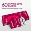 CAVEEM 60 Count Double-Edge Safety Razor Blades, Replacement Razor Refills for Shaving, Stainless Steel Blades for All Standards Double-Edge Razor view 2