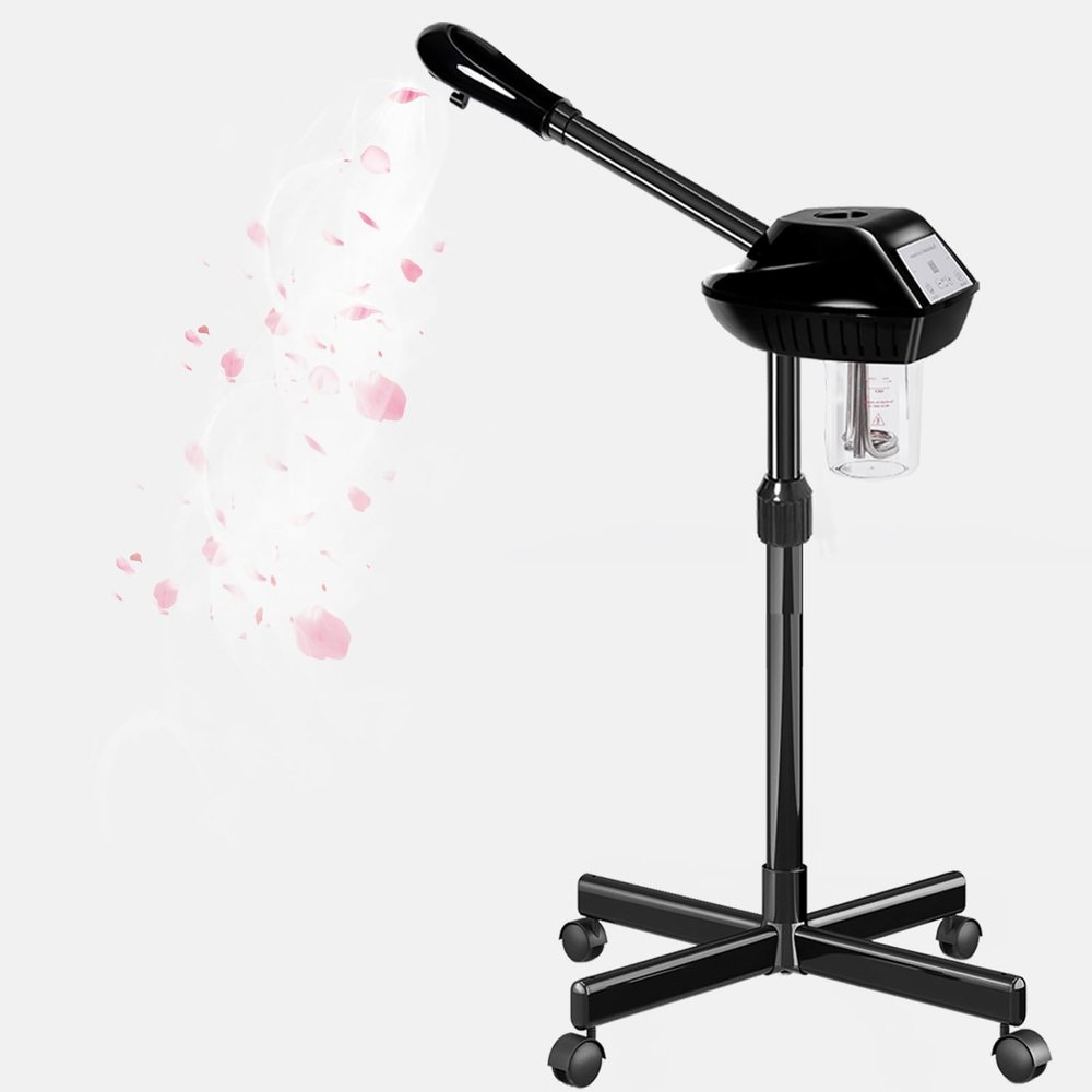 Professional Facial Steamer, Facial Steamer on Wheels with Timer Function, Ozone Face Steamer for Spa, Salon and at Home Use