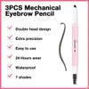 3Pcs Waterproof Eyebrow Pencil, Professional Makeup Micro Brow Pencil, Double-ended ultra-fine eyebrow pencil, Ultra-Fine Mechanical Pencil (3, 01#Ebony) view 4