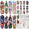 129 Sheets Temporary Tattoo for Kid Adults, 8 Sheets Full Arm Tattoo, 31 Sheets Half Arm Shark Dolphin Beach Fake Tattoos, 90 Sheets Dinosaur Tiny for Adults Kids Body Tattoos Stickers view 4