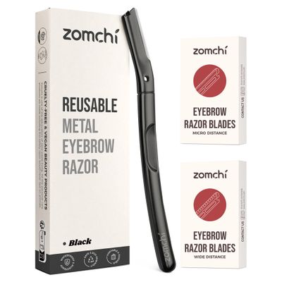 Black Dermaplaning Razor and 10pcs Wide Blade Refills and 10pcs Micro Blade Refills