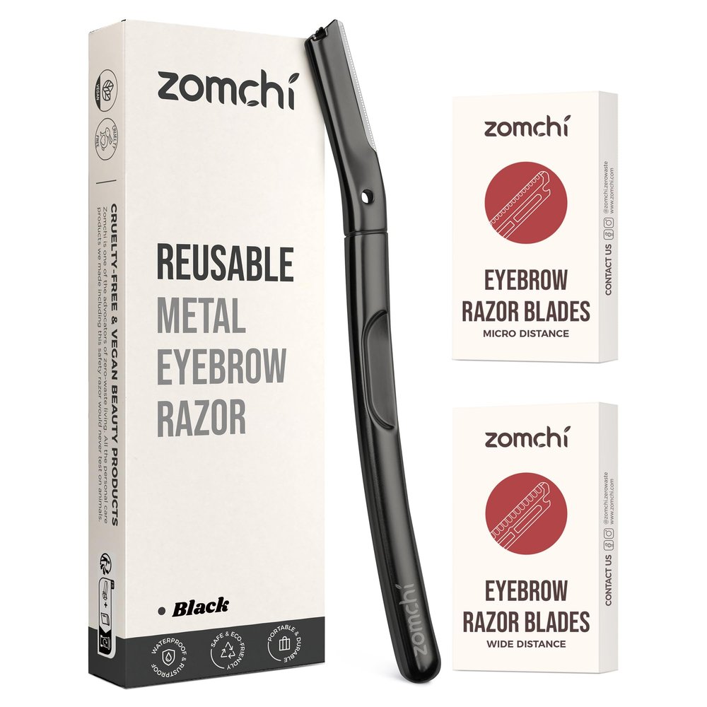 Black Dermaplaning Razor and 10pcs Wide Blade Refills and 10pcs Micro Blade Refills