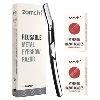 Silver Dermaplaning Razor and 10pcs Wide Blade Refills and 10pcs Micro Blade Refills