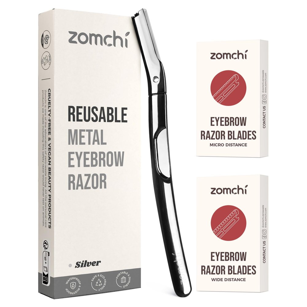 Silver Dermaplaning Razor and 10pcs Wide Blade Refills and 10pcs Micro Blade Refills
