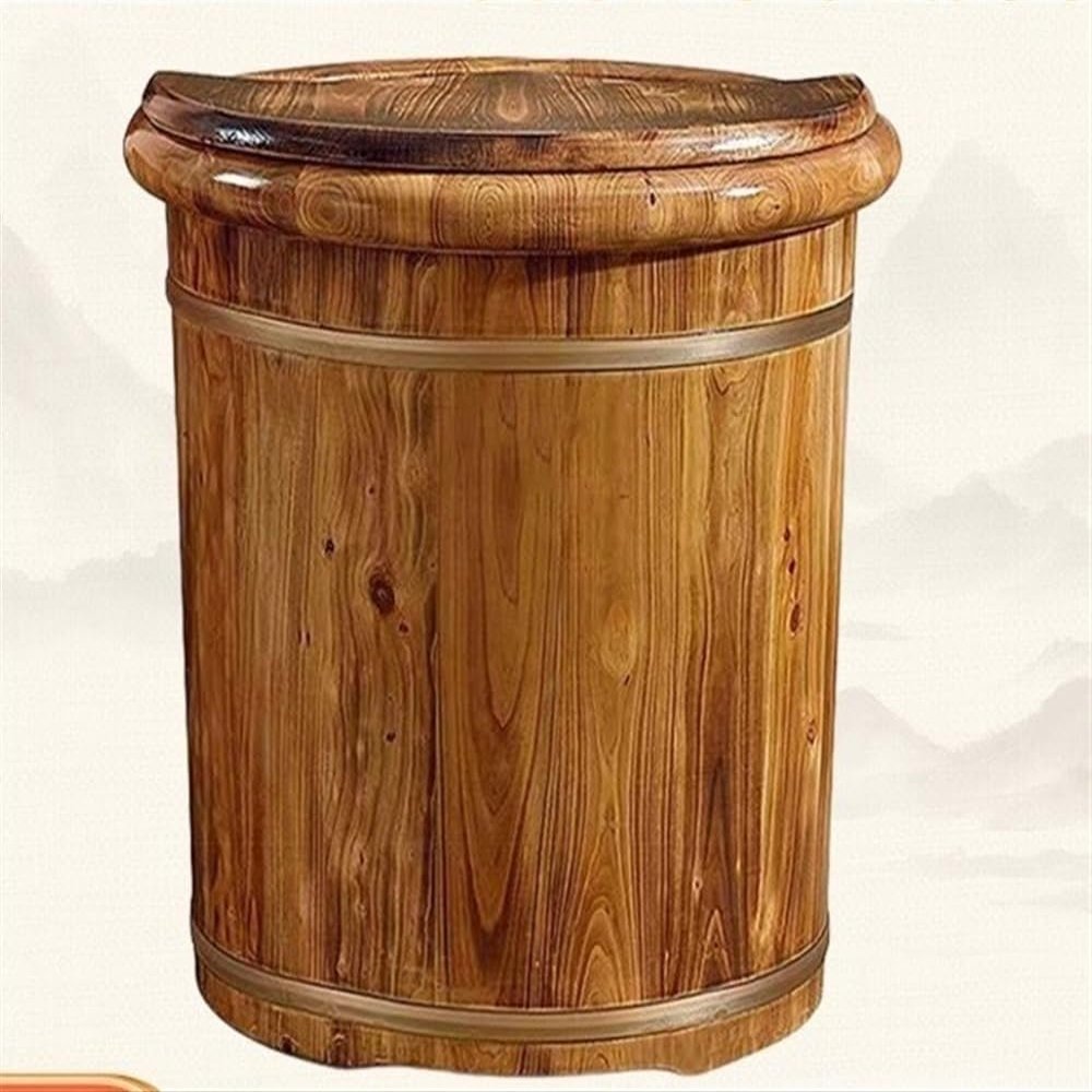 SUNHIPPIE Foot Basin with lid, Foot Baths, Wooden Foot Tub, SoIid Wood Handmade Foot Tub, Foot Basin Set for Soaking Feet Spa(Brown)