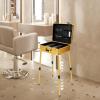 Barber Case Hairdresser Box Mobile Barber Station Professional Hairdressing Toolbox Portable Travel Makeup Train Cases with Support Legs for Storage Pushers Trimmers Blades Scissors (Gold) view 1
