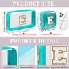 2pcs Personalized Initial Letter Clear Makeup Bag | Waterproof Nylon Preppy Cosmetic Bag | Travel Toiletry Bag | Monogrammed Gifts for Women Girl | Wedding Bridal Shower Gifts for Bridesmaids(Blue A) view 2