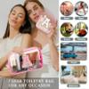 2pcs Personalized Initial Letter Clear Makeup Bag | Waterproof Nylon Preppy Cosmetic Bag | Travel Toiletry Bag | Monogrammed Gifts for Women Girl | Wedding Bridal Shower Gifts for Bridesmaids(Pink E) view 3