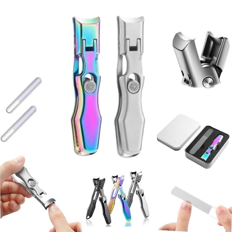 2024 New German Nail Clippers for Men, Ultra Sharp Stainless Steel German Nail Clippers, Professional Anti-Splashing German Toenail Clippers for Seniors, Cuts Thick Nails with EaseSliver+Color