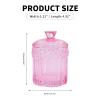 2 Pack Qtip Holder Glass Apothecary Jars with Lids Set, Crystal Q-tip Canister Jar Bathroom Vanity Organizer for Cotton Ball, Cotton Swab, Floss, Candy - Clear (Pink) view 2