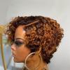 oulaer Ombre Brown Curly Human Hair Wig For Women 13x4 Invisible HD Lace Front Wigs Pre Plucked Kinky Curly Wigs For Women Brazilian Remy Hair Deep Wave Wig Bleached Knots 150% Density 10Inch view 4