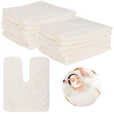 DIMEGON 12 PCS U-Shaped Facial Towels, Soft Coral Fleece Face Cloths for Beauty Salons, Skin Care, SPA Centers