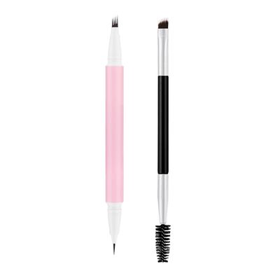 1Pcs Brown Magic Microblading Eyebrow Pencil Contouring Pen Brow for Eyes, Dual-Ended Micro-Fork-Tips Applicator for Hair Like Strokes with Dual-ended Eyebrow Brush Long Wear Waterproof lpiz de cejas